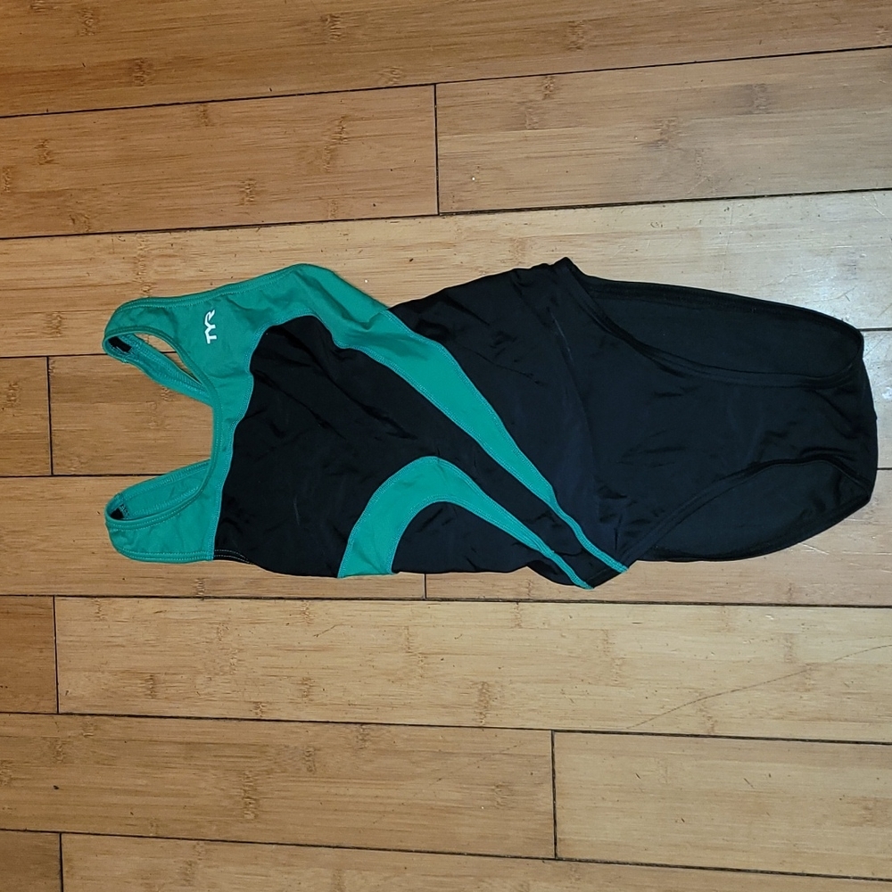 Green/black TYR swimsuit sz 30